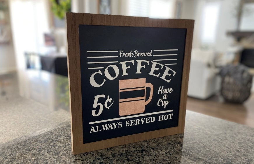 Rustic Farmhouse Coffee Station Makeover: Stenciled Coffee Sign