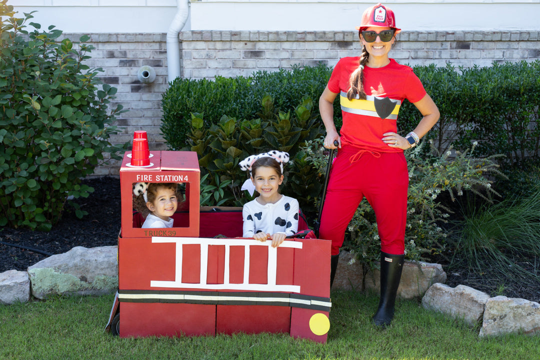 DIY Firefighter Family Halloween Costume with Spray Paint