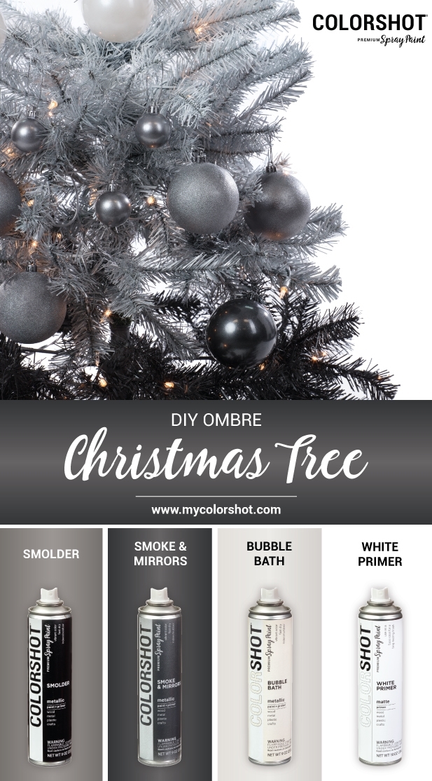 COLORSHOT Black and Silver Ombre Christmas Tree