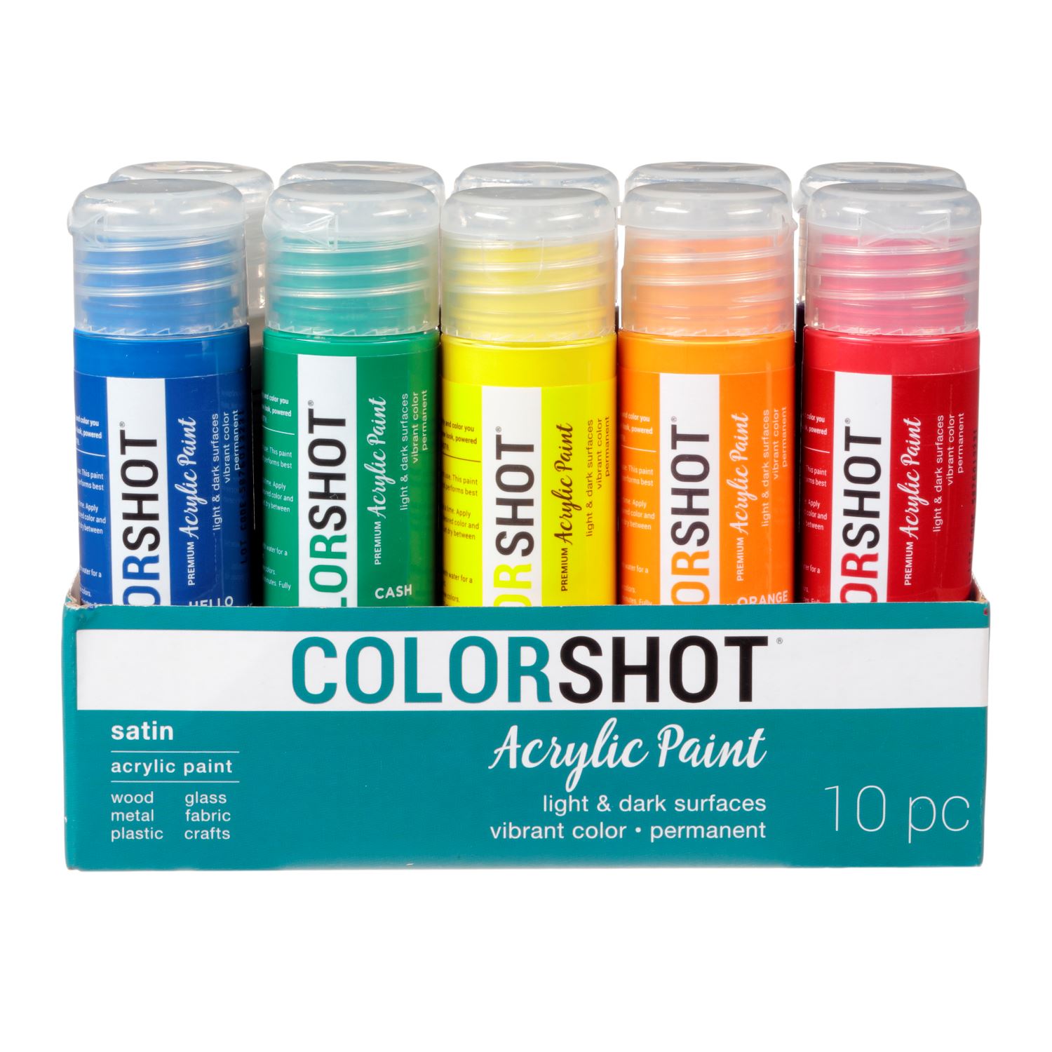 Premium Acrylic Paint Rainbow Satin 10 Pack COLORSHOT