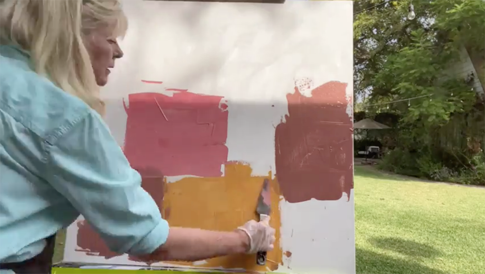 Use palette knife to spread paint