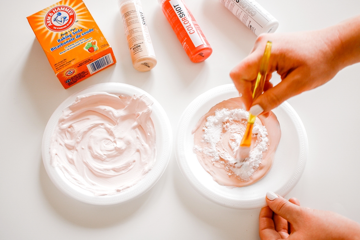 Mix baking soda into paints
