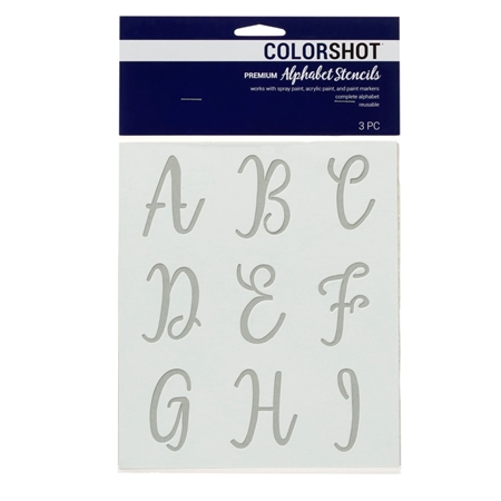 Picture of Premium Alphabet Stencils Uppercase Cursive 3 Pack color