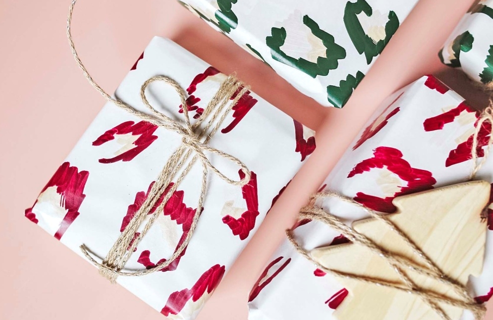 Custom leopard print wrapping paper with twine