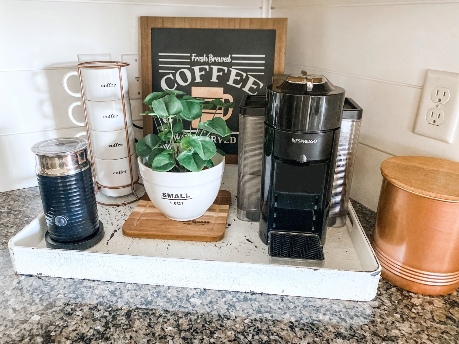 Rustic farmhouse coffee station with COLORSHOT