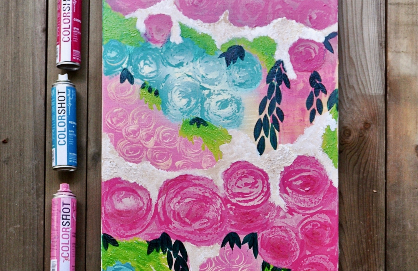 COLORSHOT Floral Print Spray Paint Art