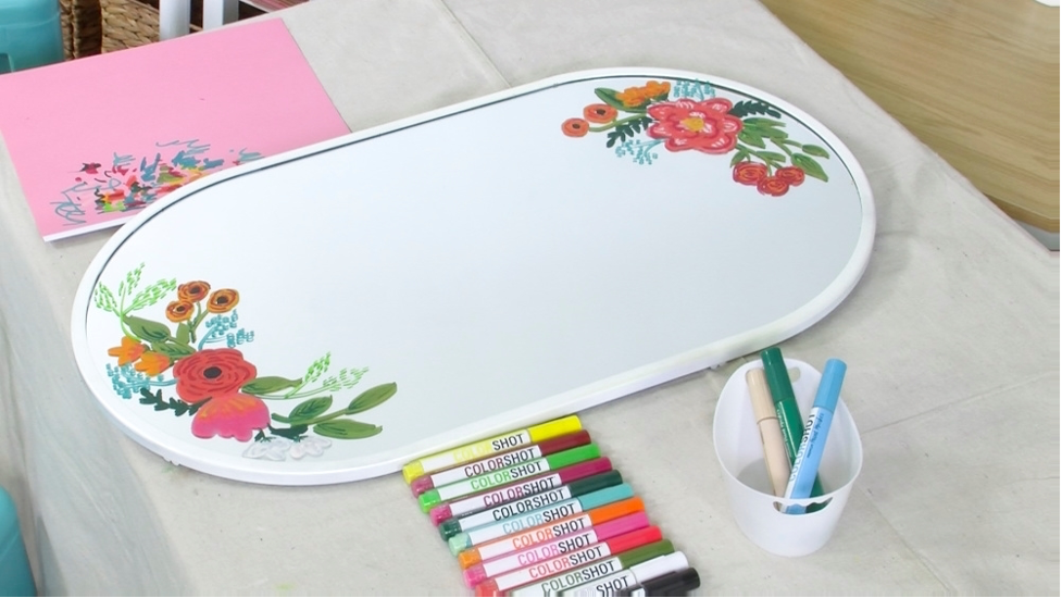 COLORSHOT Floral Mirror DIY - add base color
