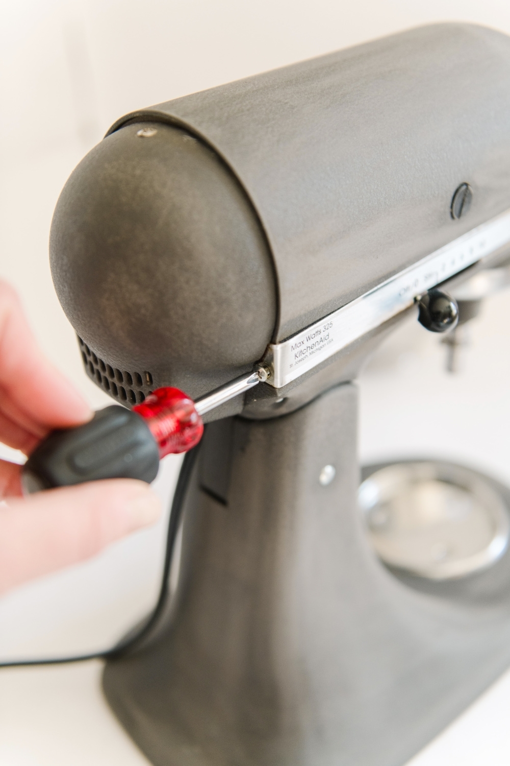 Take off removable parts and clean your stand mixer