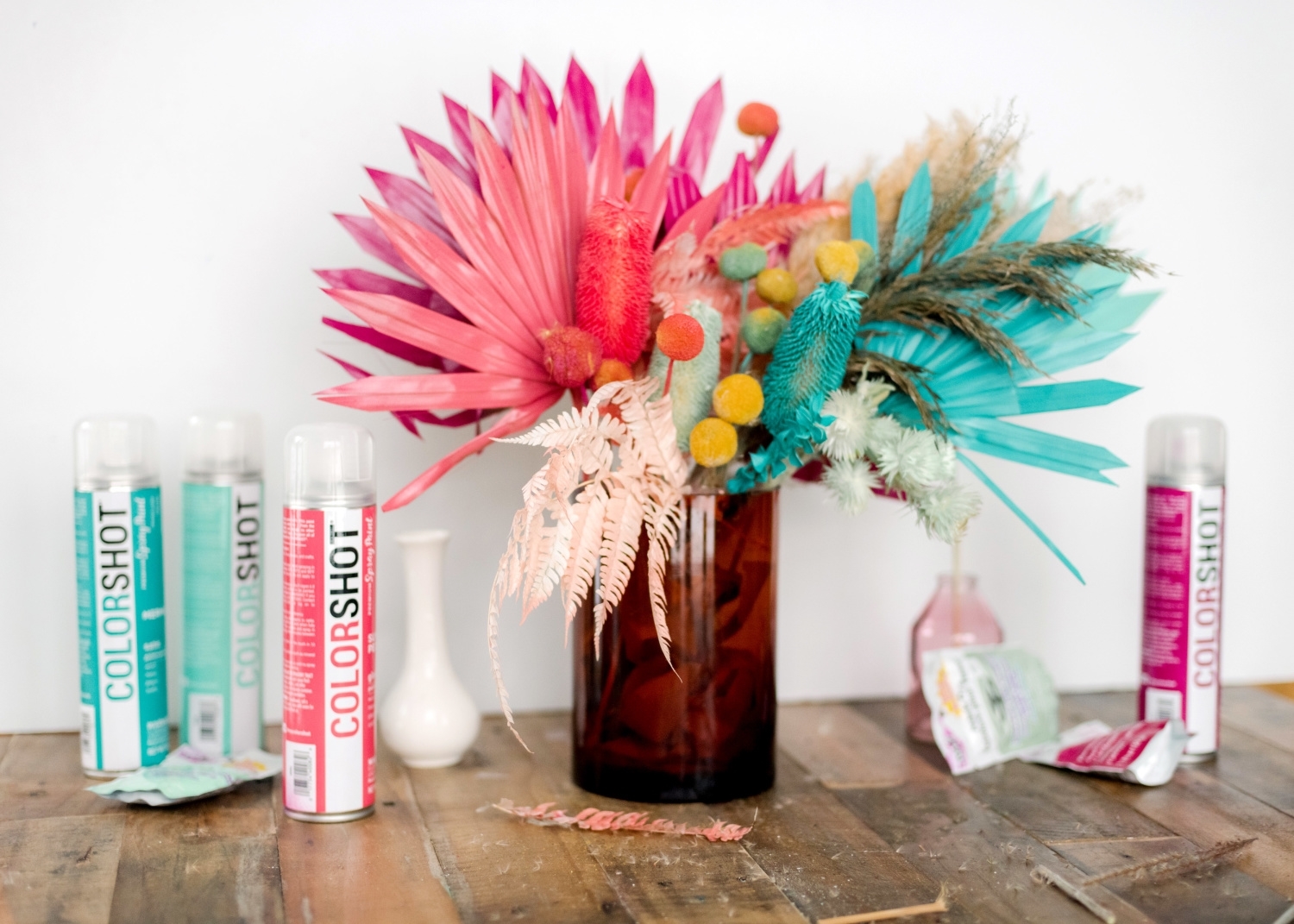 Colorful Spray-Painted Flower Bouquet