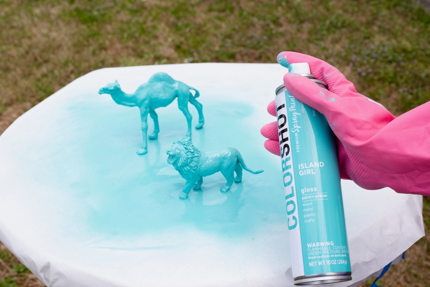 Spray paint each toy animal