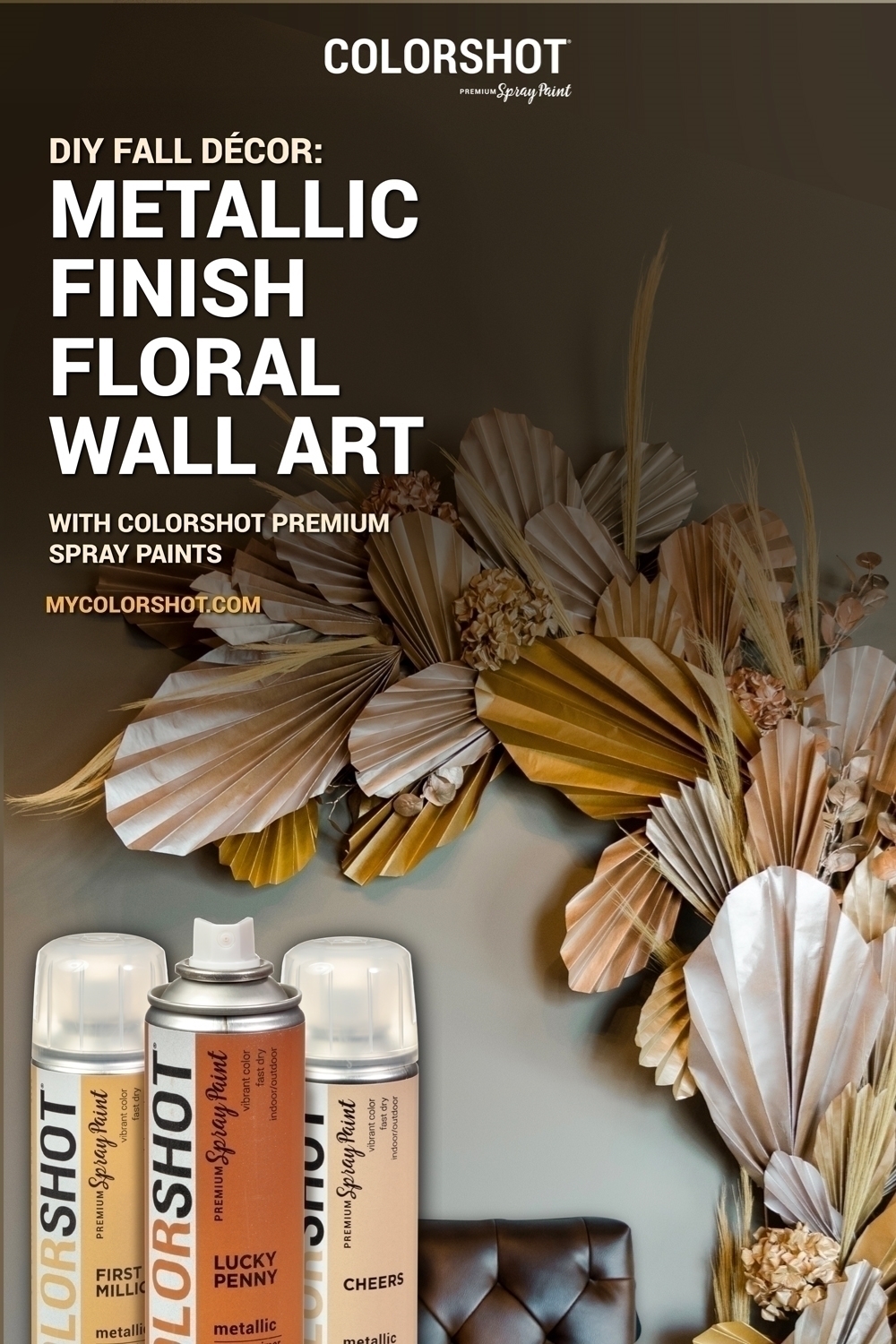 Floral Wall Art Tutorial with Metallic Spray Paint