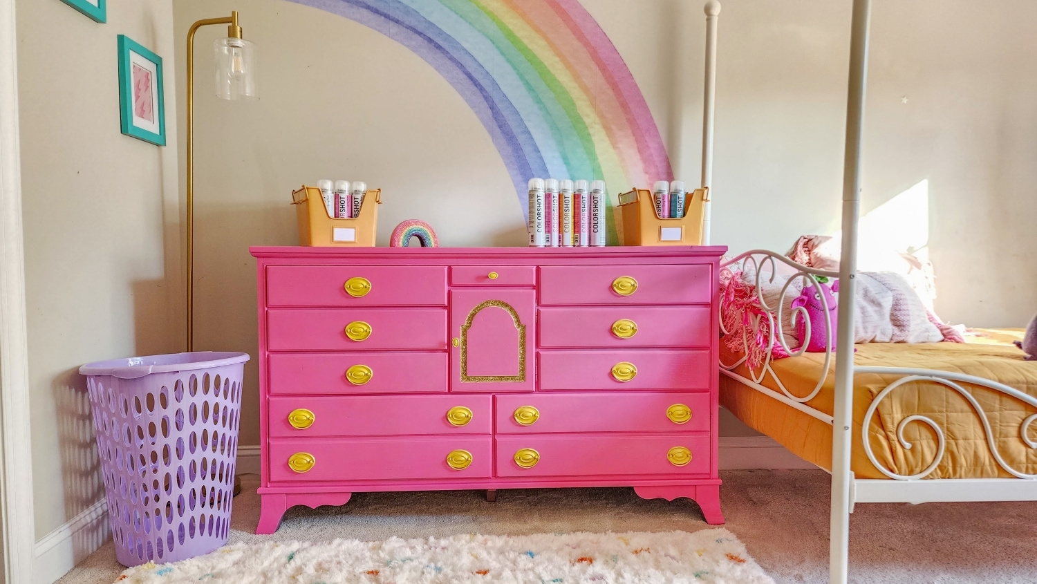 Pink dresser with COLORSHOT Spray Paint