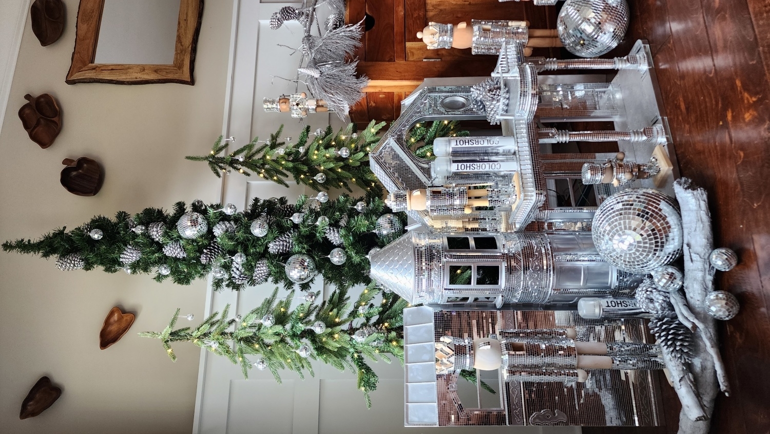 Silver Christmas décor with metallic spray paint