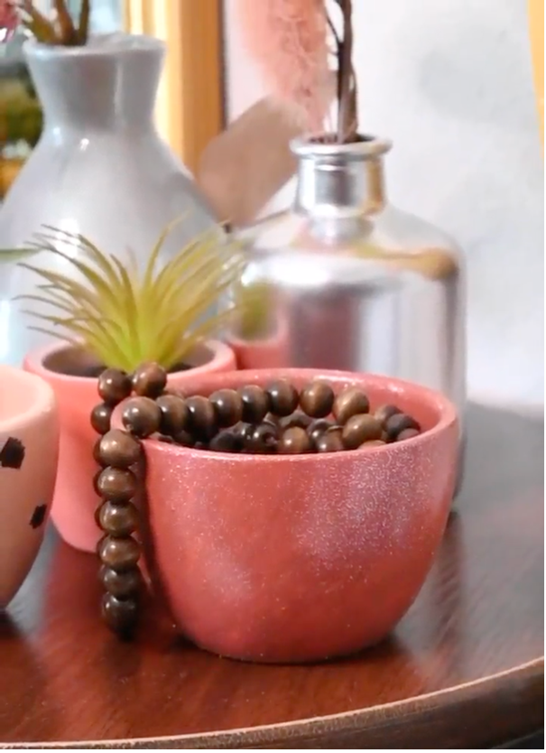 Mini ceramic planter with Paparazzi glitter spray paint