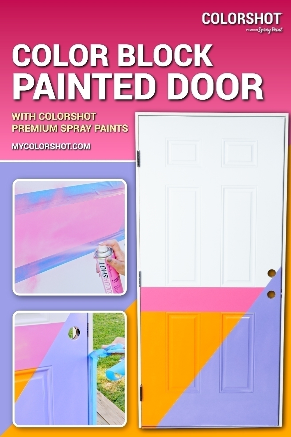 Color Block Painted Door with Spray Paint