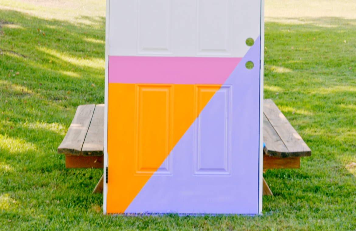 Color Block Painted Door with Spray Paint